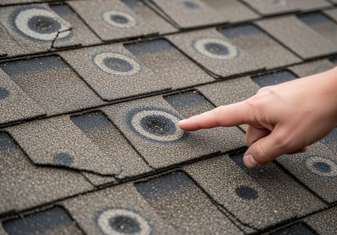 Storm damage on a Texas roof
